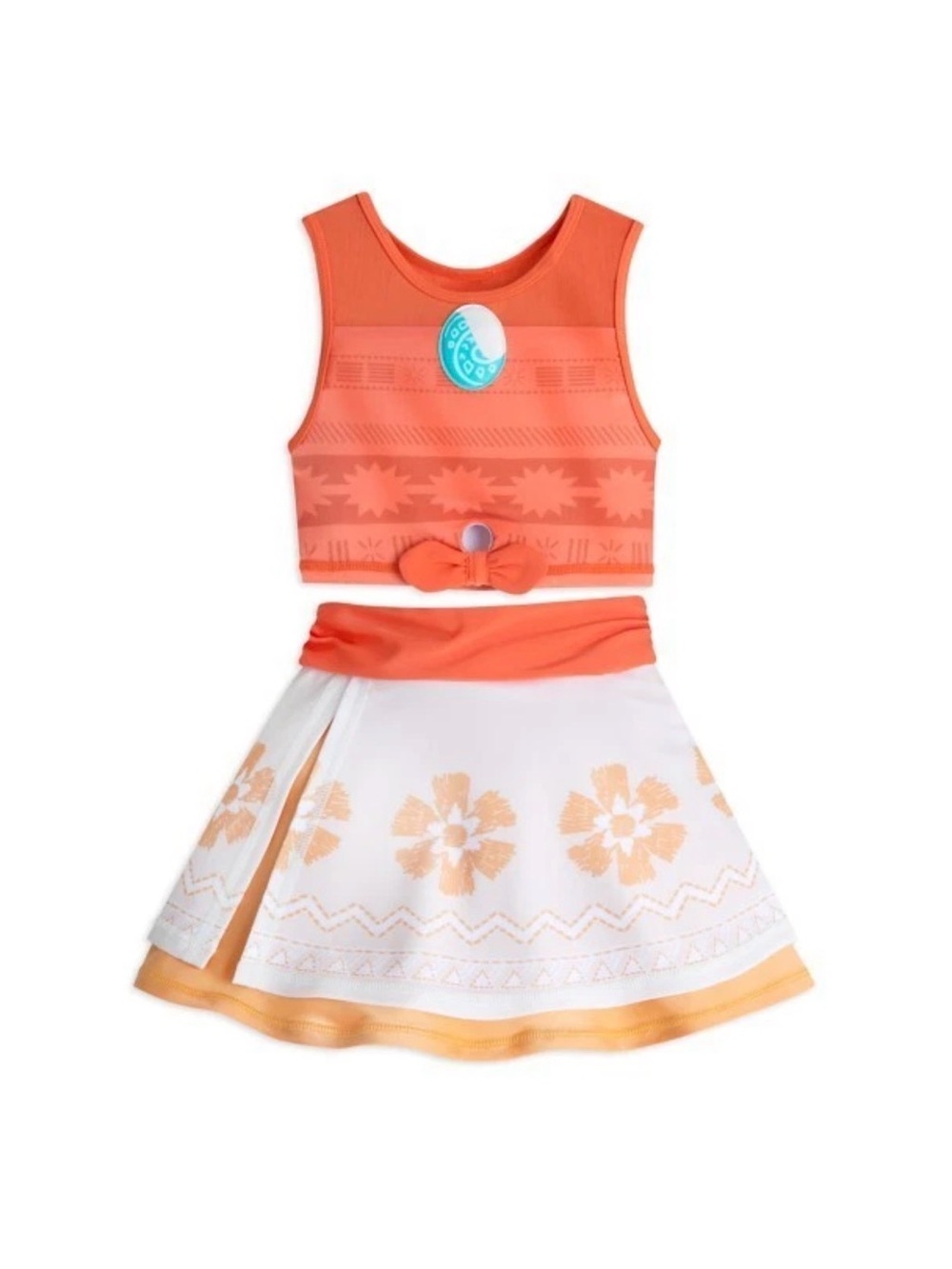 Disney Girls Orange and White Tropical Two-Piece Swim Set